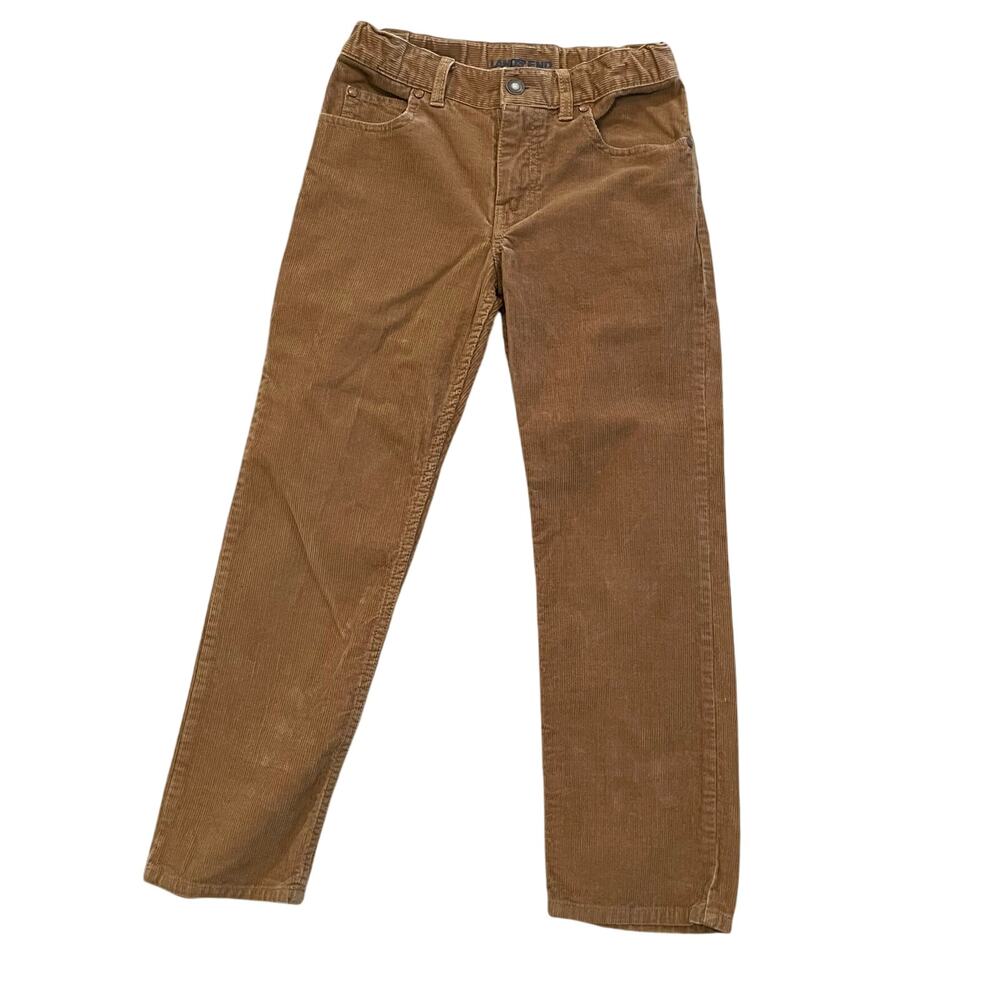 Lands' End Boys Brown Corduroy Pants Adjustable Waist Size 8